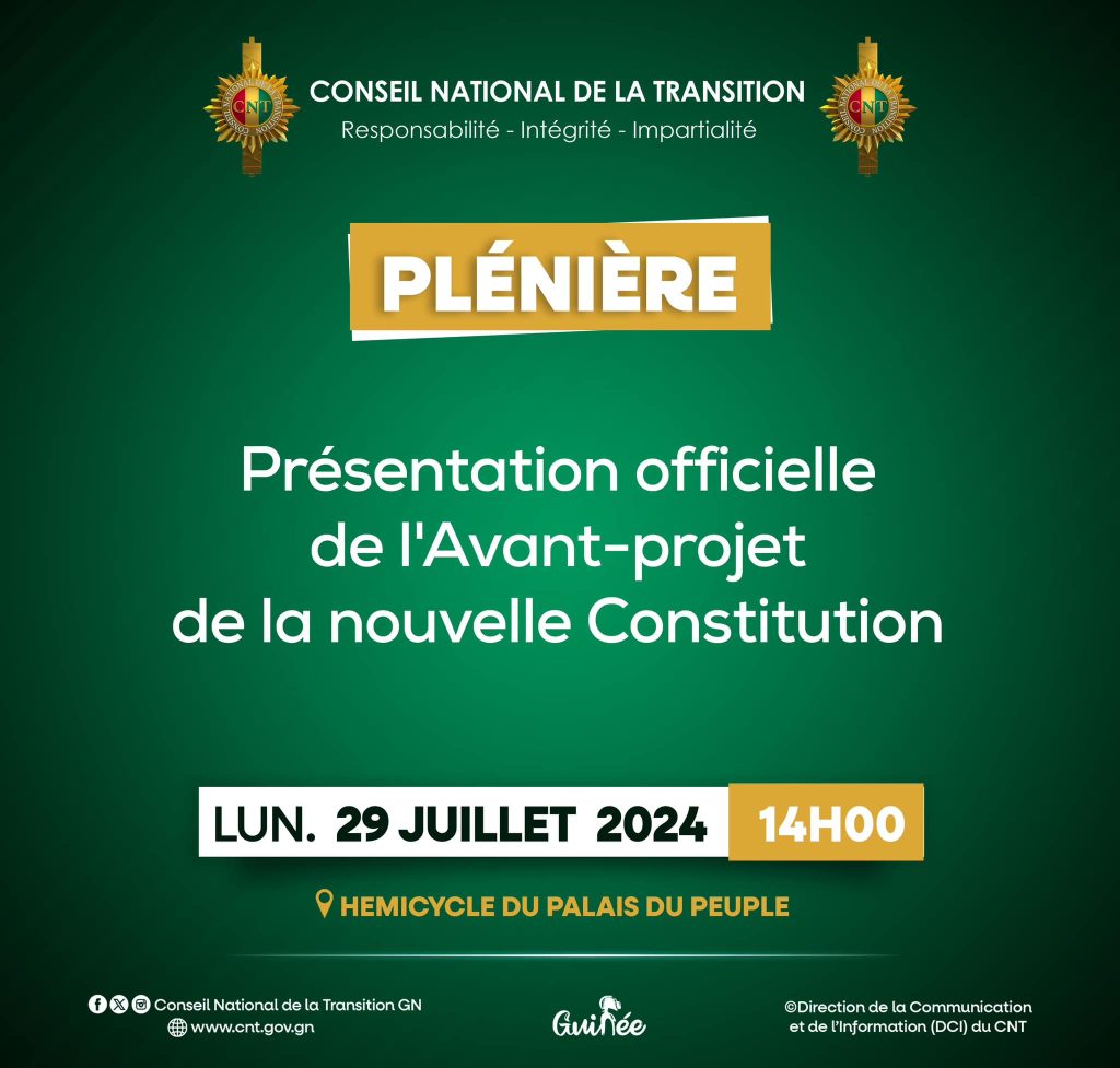 Présentation de l’Avant-Projet de la Nouvelle Constitution par le Conseil National de la Transition