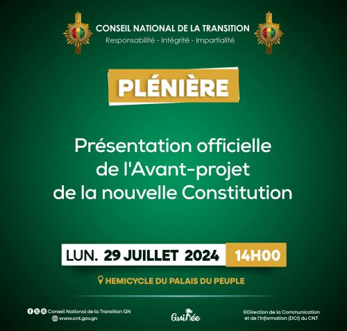 Présentation de l’Avant-Projet de la Nouvelle Constitution par le Conseil National de la Transition